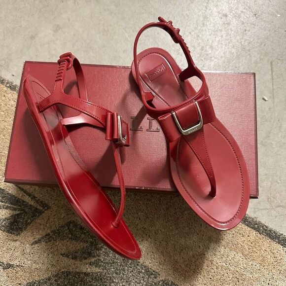 Bally Red Patent Sandals Size‎ 6.5/37 In Box - Picture 1 of 6